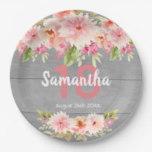 18. Geburtstag rot Blumen graues Holz rustikal