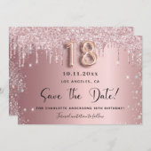 18. Geburtstag rot pink silber Save the Date (Vorne/Hinten)
