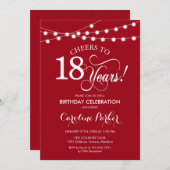 18. Geburtstag - Rot weiß Einladung (Vorne/Hinten)