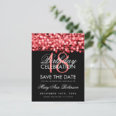 18. Geburtstag Save the Date Party Glitzern Rot (Stehend Vorderseite)
