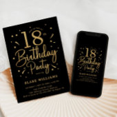 18. Geburtstag Schwarz Gold Einladung