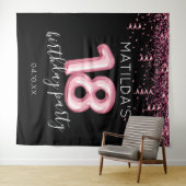 18. Geburtstag Schwarz-Rosa-Foto Hintergrund Wandteppich (Beispiel (Horizontal))