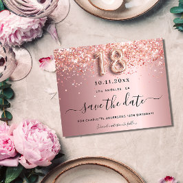 18. Geburtstag Schwarz Rosa Save the Date Budget Flyer