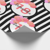 18. Geburtstag Schwarz-weißen Streifen Ballons ros Geschenkpapier (Ecke)