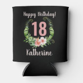 18. Geburtstag schwarze Blüte Dosenkühler (Vorderseite)