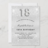 18. Geburtstag silber Glitzer Luxus Einladung (Vorderseite)
