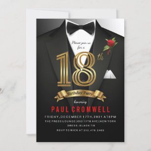 18. Geburtstag Smoking Black Tie Einladung
