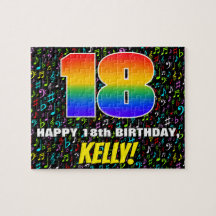 18. Geburtstag — Spaß, farbenfrohe Musiksymbole & 