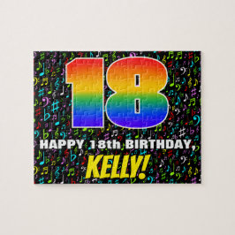 18. Geburtstag — Spaß, farbenfrohe Musiksymbole &  Puzzle