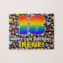 18. Geburtstag — Spaß, Liebende Herzformen + "18" Puzzle