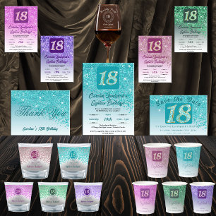 18. Geburtstag Stilvoll Falling Aquamarin Blue Gli Pappbecher
