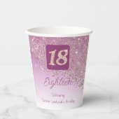 18. Geburtstag Stilvolle Falling Rose Gold Glitzer Pappbecher (Vorderseite)