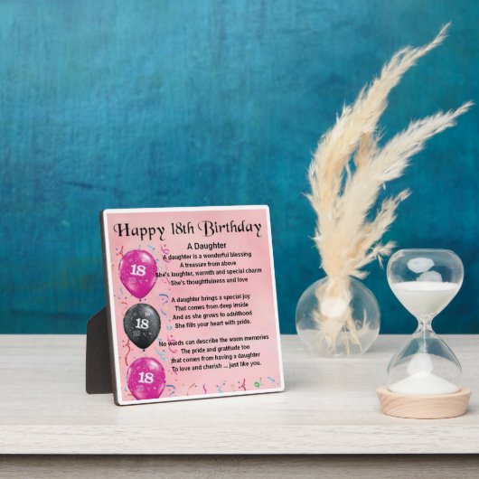 18. Geburtstag Tochter Gedicht Plaque Fotoplatte (InSitu)