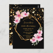 18. Geburtstag tropische schwarze goldene Sterne E Postkarte (Vorne/Hinten)