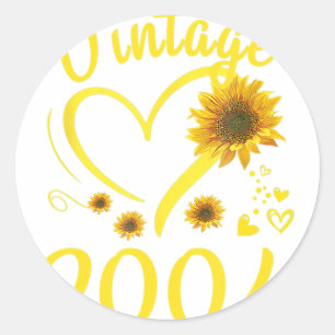 18. Geburtstag Vintage 2004 Herz Sonnenblume 18 Ja Runder Aufkleber