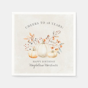 18. Geburtstag White Pumpkin Herbstlaubs Custom Serviette