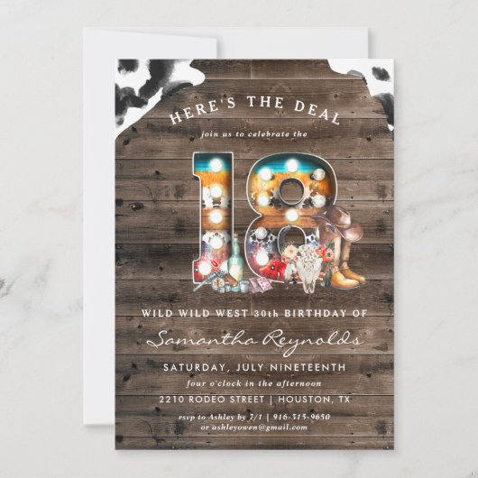 18. Geburtstag | Wild West Cowboy Einladung (Vorderseite)