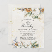 18. Geburtstag Winterweiße Blüteneinladung (Vorne/Hinten)