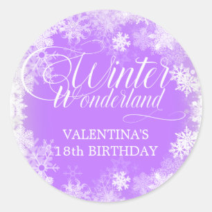 18. Geburtstag Winterwonderland Snowflake Gefallen Runder Aufkleber