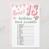 18. Geburtstag Word Scramble Game (Vorne/Hinten)