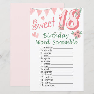 18. Geburtstag Word Scramble Game