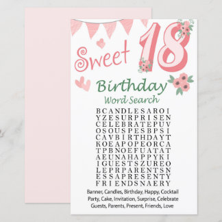 18. Geburtstag Word Search Game