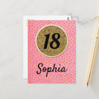 18. - Geburtstag wünscht pinkfarbenes Glitzer