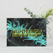 18. GEBURTSTAGLICHE EINLADUNG - BLAU/SCHWARZ/GELBE (Stehend Vorderseite)