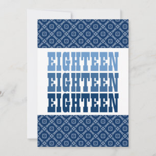 18. Geburtstags-blaue Diamant-Quadrate Ver 51g Einladung