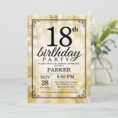 18. Geburtstags-Einladungs-GoldGlitzer Einladung (Stehend Vorderseite)