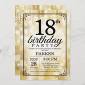 18. Geburtstags-Einladungs-GoldGlitzer Einladung (Vorne/Hinten)