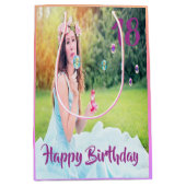 18. Geburtstags Foto lila Mittlere Geschenktüte (Vorderseite)