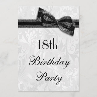 18. Geburtstags-Party-Damast und Imitat-Bogen Einladung