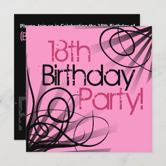18. Geburtstags-Party Einladungen (Vorne/Hinten)