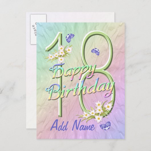 18. Geburtstags-Schmetterlingstanz Postkarte (Vorne/Hinten)