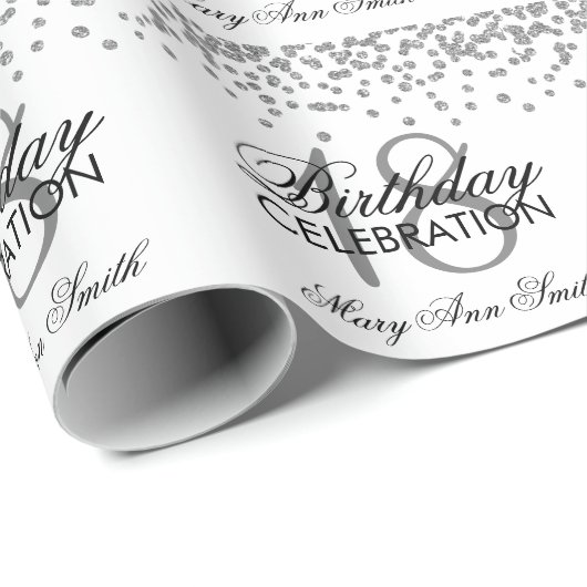 18. Geburtstags-silbernes Geschenkpapier (Rolleneckpunkt)