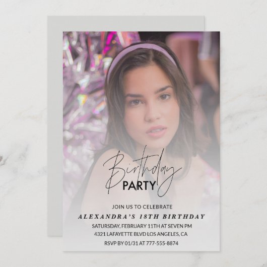 18. Geburtstagseinladung Geburtstagsparty Foto Gra Einladung (Vorne/Hinten)