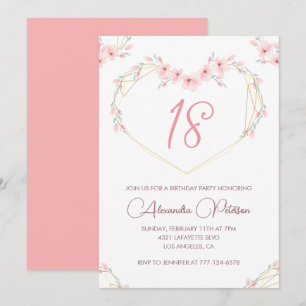 18. Geburtstagseinladungen Boho Floral Pink Einladung