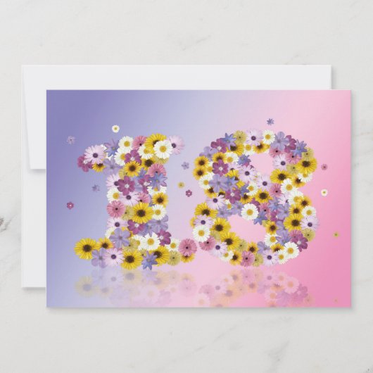 18. Geburtstagsfeier mit Blumenbriefen Einladung (Vorderseite)