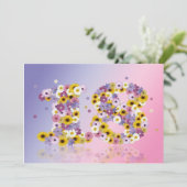 18. Geburtstagsfeier mit Blumenbriefen Einladung (Stehend Vorderseite)