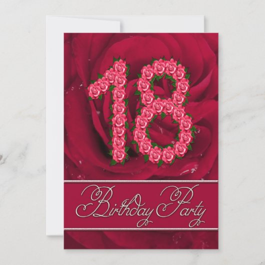 18. Geburtstagsfeier mit Rose Einladung (Vorderseite)