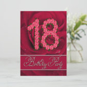 18. Geburtstagsfeier mit Rose Einladung (Stehend Vorderseite)