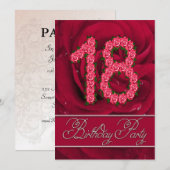18. Geburtstagsfeier mit Rose Einladung (Vorne/Hinten)