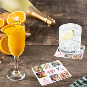 18. Geburtstagsfeier mit weißem Namen Foto Collage Rechteckiger Pappuntersetzer