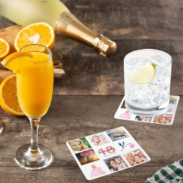 18. Geburtstagsfeier mit weißem Namen Foto Collage Rechteckiger Pappuntersetzer