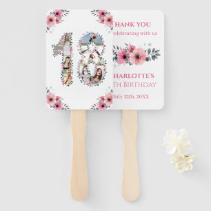 18. Geburtstagsfoto Collage Pink Girl Blume Weiß Fächer