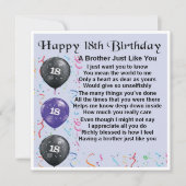18. Geburtstagskarte - Bruder Karte (Vorderseite)