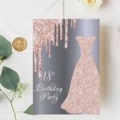 18. Geburtstagskleid Glitzer Tropfen Silber Einladung