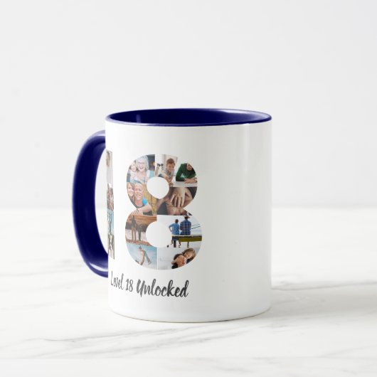 18. Geburtstagskollage Tasse (Vorderseite Links)