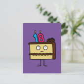 18. Geburtstagskuchen mit Kerzen Schokolade Postkarte (Stehend Vorderseite)